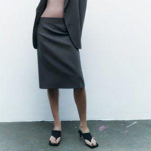 Zara Woman Gray  Wool Blend Pencil Skirt Sz M